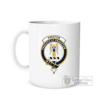 Preston Family Crest Ceramic Mug White - 2D-tartanvibesclothing