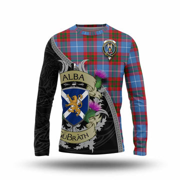 Preston Tartan Family Crest Long Sleeve T-Shirt Lion Rampant Royal Thistle Shield Celtic Inspired Unisex - Tartan Vibes Clothing