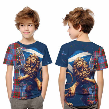 Preston Tartan Family Crest Kid T-Shirt with Scottish Majestic Lion Youth XL Size14 - Tartan Vibes Clothing