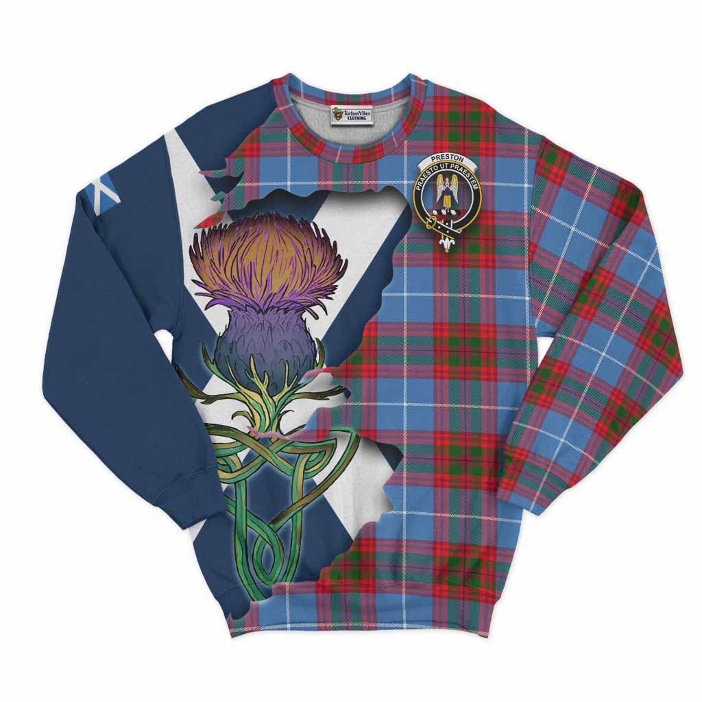 Preston Tartan Family Crest Sweatshirt Scottish Thistle Celtic Inspired Unisex - Tartan Vibes Clothing