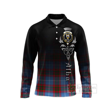Preston Tartan Long Sleeve Polo Shirt Featuring Alba Gu Brath Family Crest Celtic Inspired Unisex - Tartan Vibes Clothing