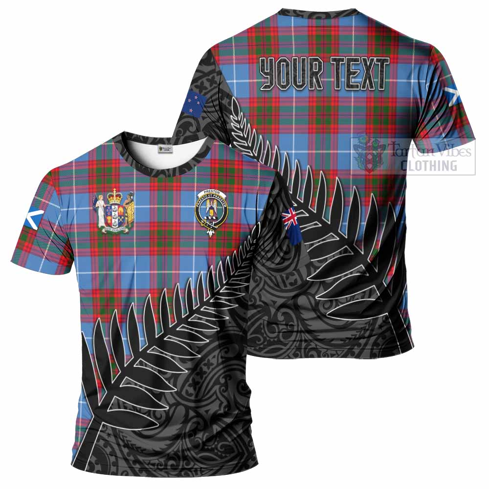 Preston Crest Tartan T-Shirt with New Zealand Silver Fern Half Style Kid's Shirt - Tartan Vibes Clothing