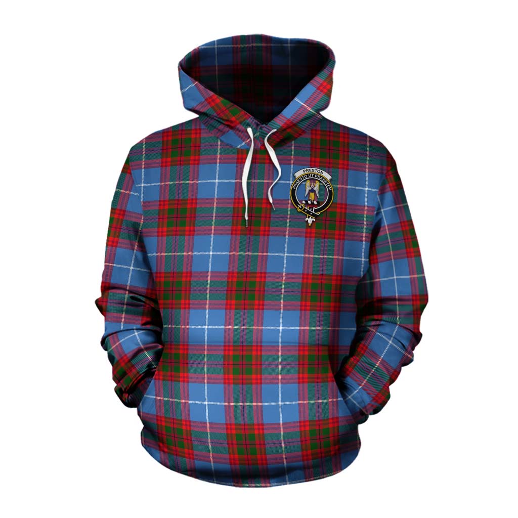 Preston Tartan Cotton Hoodie with Family Crest Celtic Skull Style Pullover Hoodie XS - Tartan Vibes Clothing