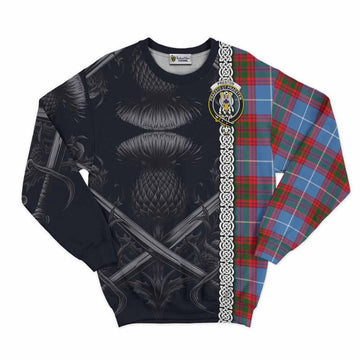 Preston Tartan Sweatshirt with Family Crest Cross Sword Thistle Celtic Vibes Unisex - Tartan Vibes Clothing