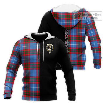 Preston Tartan Knitted Hoodie with Family Crest and Half Of Me Style Unisex Knitted Pullover Hoodie - Tartan Vibes Clothing
