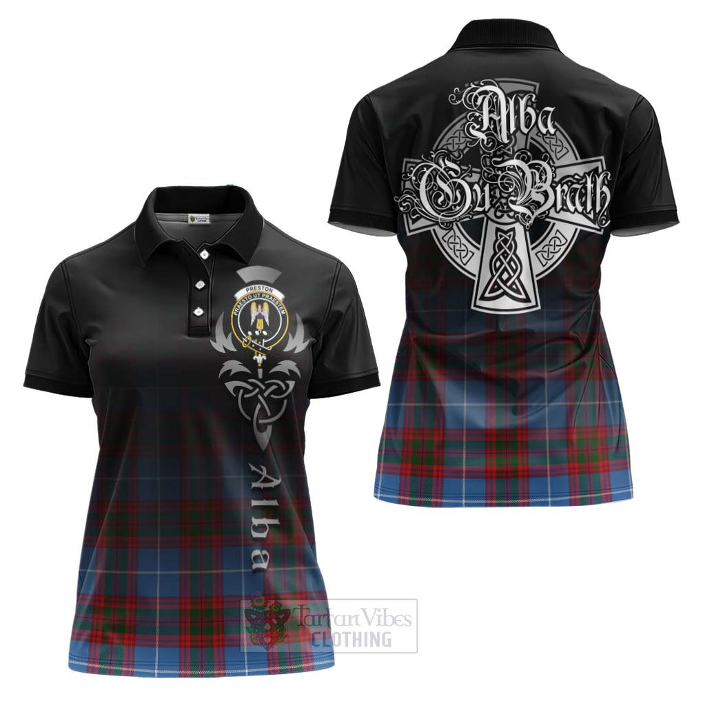 Preston Tartan Women's Polo Shirt Featuring Alba Gu Brath Family Crest Celtic Inspired Women - Tartan Vibes Clothing