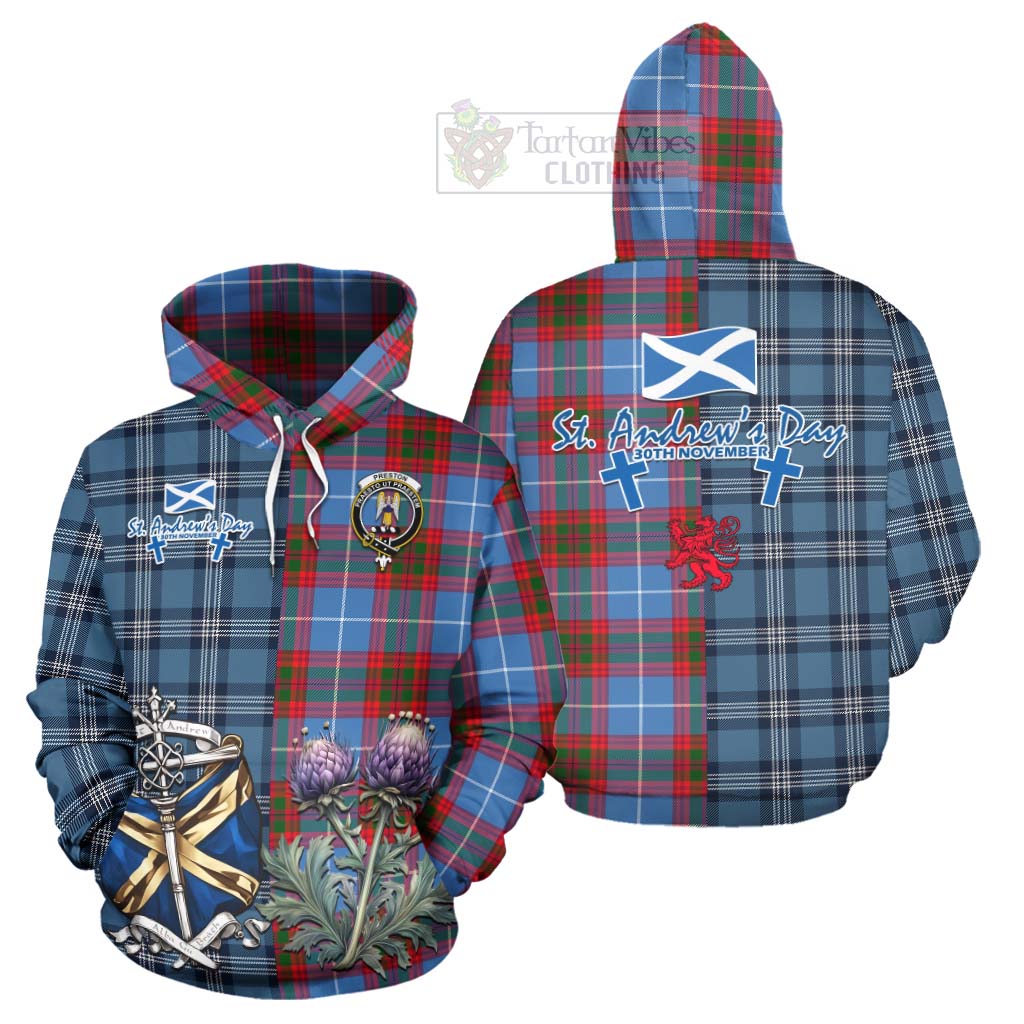 Preston Tartan Hoodie Happy St. Andrew's Day Half Tartan Style Zip Hoodie - Tartan Vibes Clothing