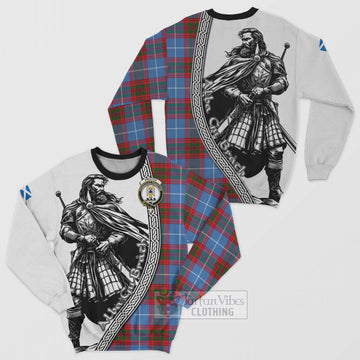 Preston Tartan Clan Crest Sweatshirt with Highlander Warrior Celtic Style Unisex - Tartan Vibes Clothing