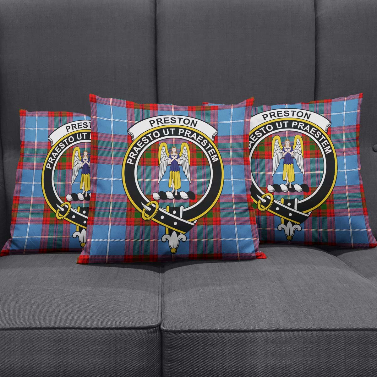 Preston Tartan Pillow Cover with Family Crest Rectangle Pillow Cover 51*91cm - Tartan Vibes Clothing