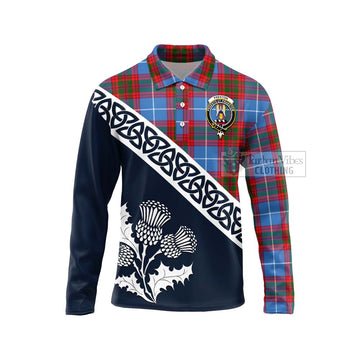 Preston Tartan Long Sleeve Polo Shirt Featuring Thistle and Scotland Map Unisex - Tartan Vibes Clothing