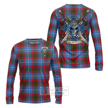 Preston Tartan Long Sleeve T-Shirt with Family Crest Celtic Skull Style Unisex - Tartan Vibes Clothing