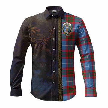 Preston Tartan Family Crest Long Sleeve Button Shirt Alba Gu Brath Be Brave Lion Ancient Style