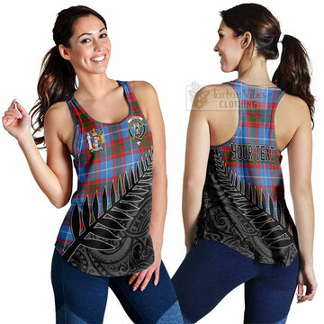 Tartan Vibes Clothing Preston Crest Tartan Women's Racerback Tanks with New Zealand Silver Fern Half Style