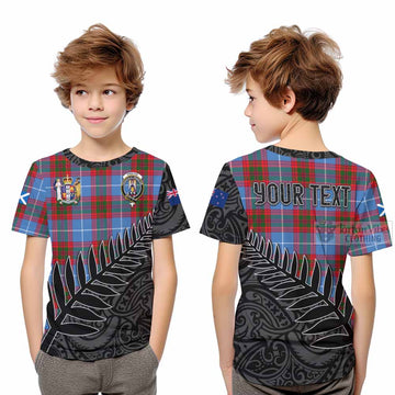 Tartan Vibes Clothing Preston Crest Tartan Kid T-Shirt with New Zealand Silver Fern Half Style