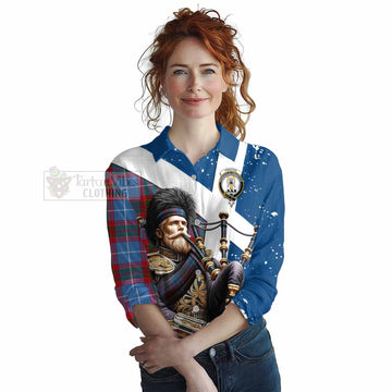 Preston Tartan Women's Casual Shirt with Family Crest Scottish Bagpiper Vibes Female - Tartan Vibes Clothing