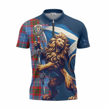 Preston Tartan Family Crest Zipper Polo Shirt with Scottish Majestic Lion Unisex - Tartan Vibes Clothing