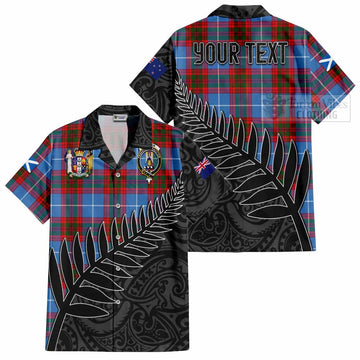 Tartan Vibes Clothing Preston Crest Tartan Short Sleeve Button Shirt with New Zealand Silver Fern Half Style