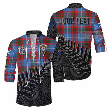 Tartan Vibes Clothing Preston Crest Tartan Ghillie Kilt Shirt with New Zealand Silver Fern Half Style