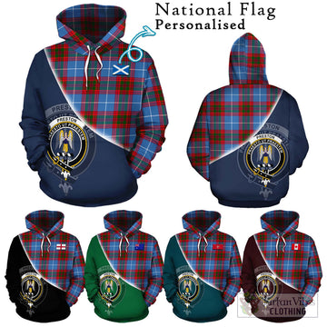 Preston Tartan Hoodie with Personalised National Flag and Family Crest Half Style Zip Hoodie - Tartan Vibes Clothing