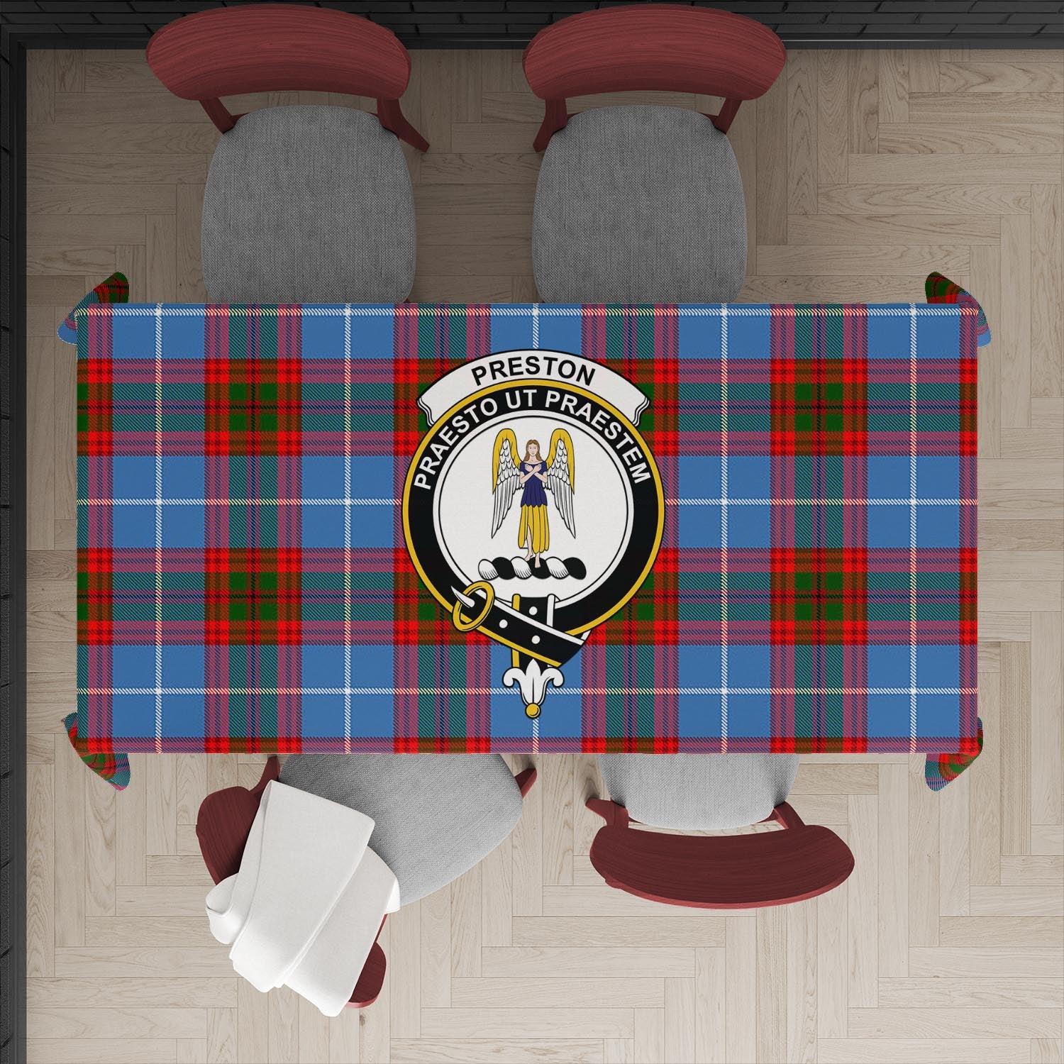 Preston Tartan Tablecloth with Family Crest XL 57.1"x70.9"(145x180cm) - Tartan Vibes Clothing