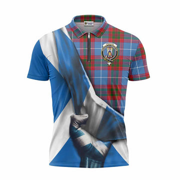 Preston Tartan Zipper Polo Shirt with Family Crest Scotland Patriotic Style Unisex - Tartan Vibes Clothing