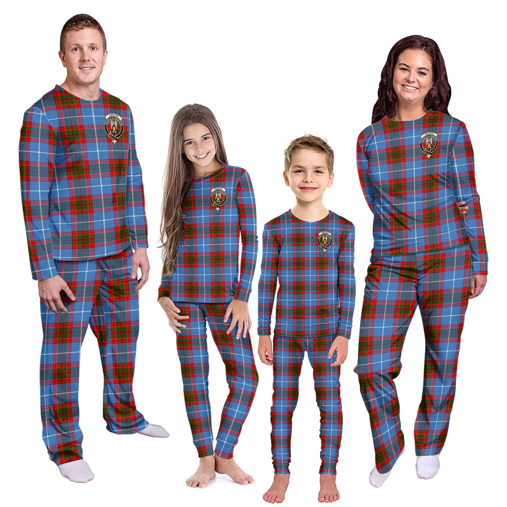 Preston Tartan Pajamas Family Set with Family Crest Kid - Tartan Vibes Clothing