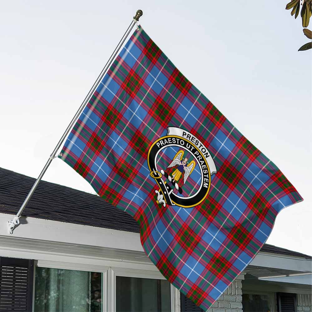 Tartan Vibes Clothing Preston Tartan House Flag with Family Crest