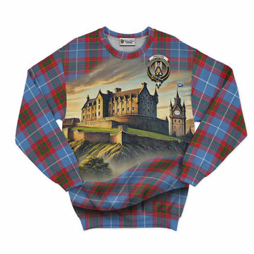 Preston Tartan Family Crest Sweatshirt with Scottish Ancient Castle Style Unisex - Tartan Vibes Clothing
