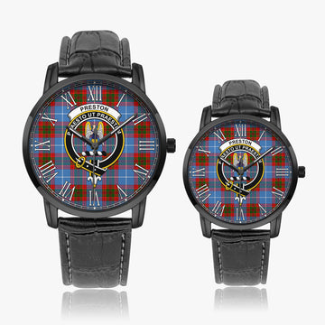 Preston Tartan Family Crest Leather Strap Quartz Watch Wide Type - Tartan Vibes Clothing