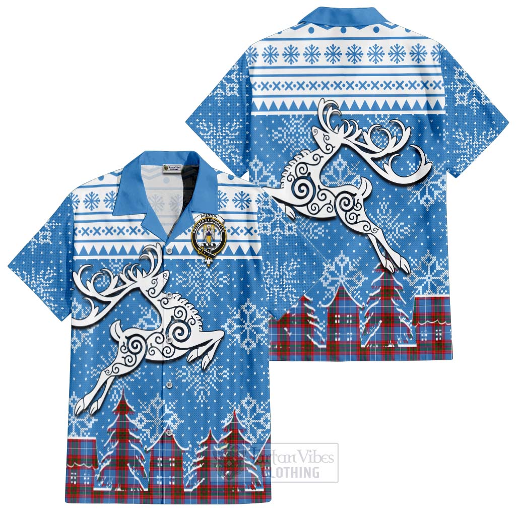 Preston Clan Christmas Hawaiian Shirt Celtic Reindeer Style Kid - Tartan Vibes Clothing