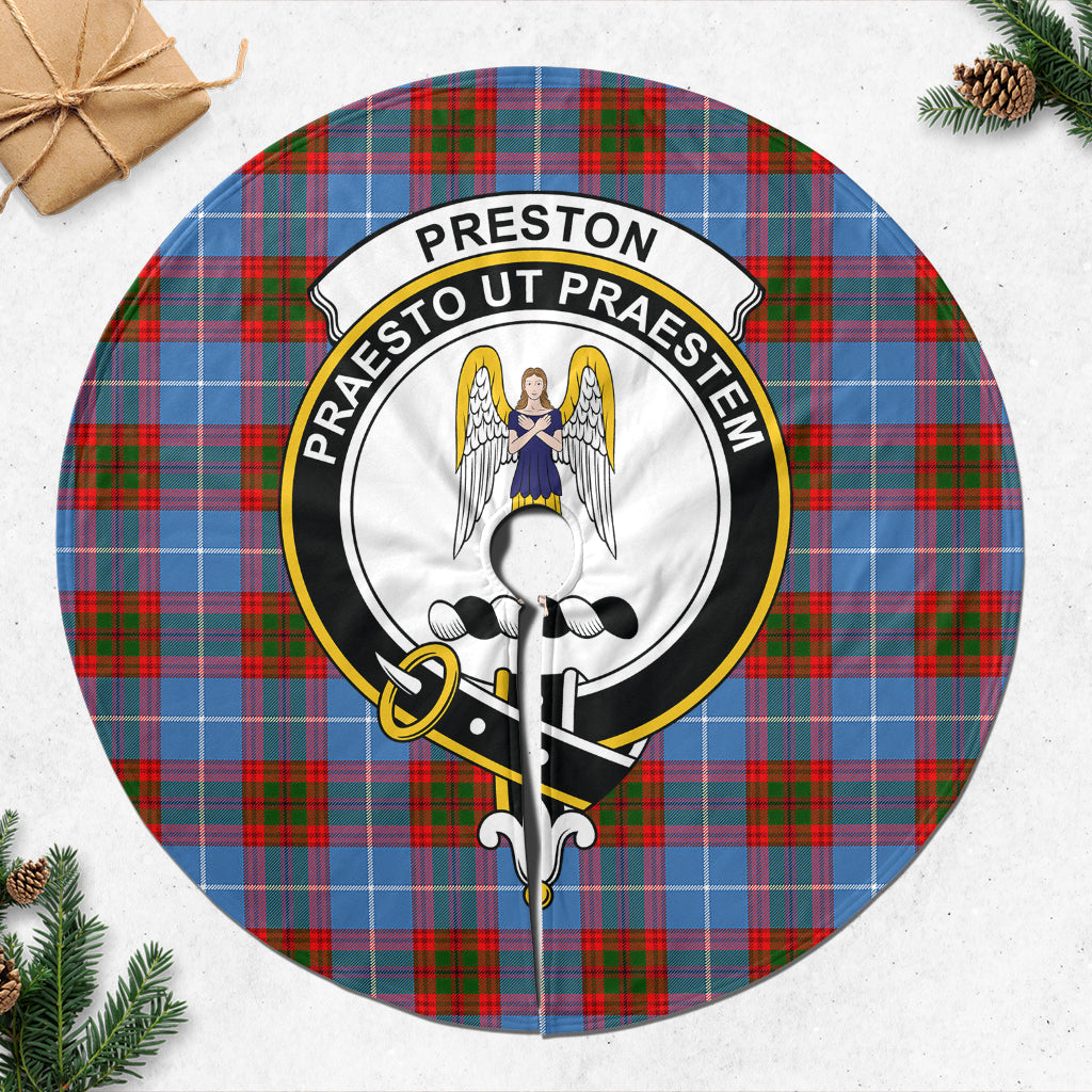 Preston Tartan Christmas Tree Skirt with Family Crest 47*47 inch - Tartan Vibes Clothing