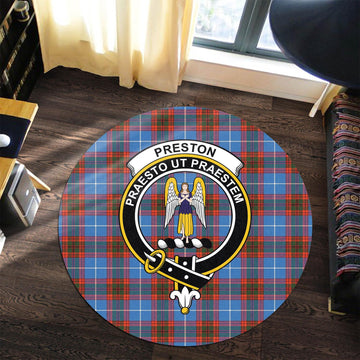 Preston Tartan Round Rug with Family Crest Premium Round Rug - Tartan Vibes Clothing