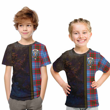 Preston Tartan Family Crest Kid T-Shirt Alba Gu Brath Be Brave Lion Ancient Style