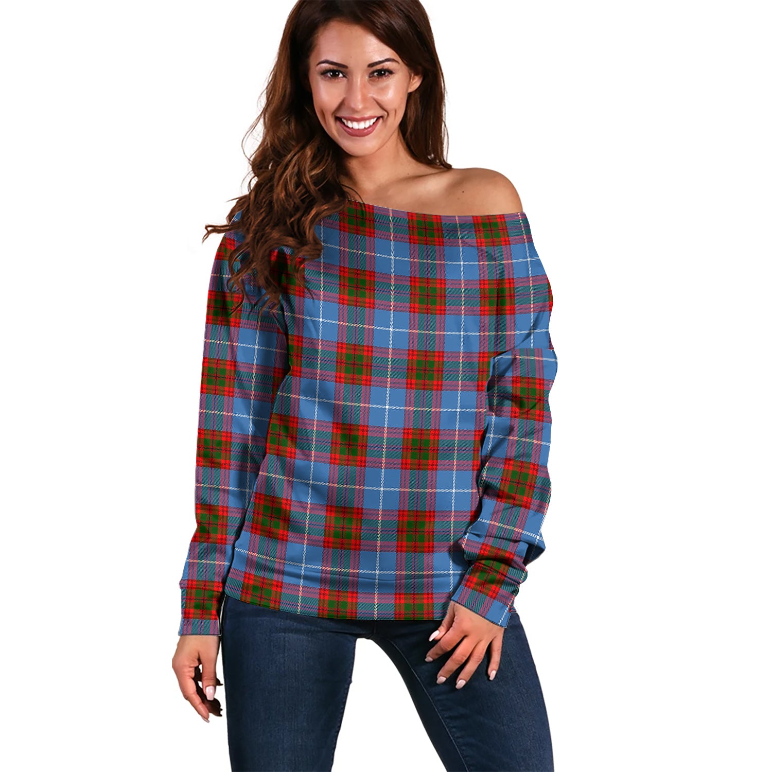 Preston Tartan Off Shoulder Women Sweater Women - Tartan Vibes Clothing