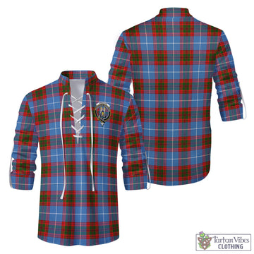 Preston Tartan Men's Scottish Traditional Jacobite Ghillie Kilt Shirt with Family Crest