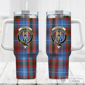 Preston Tartan Tumbler with Handle with Family Crest One Size 40 OZ - Tartan Vibes Clothing