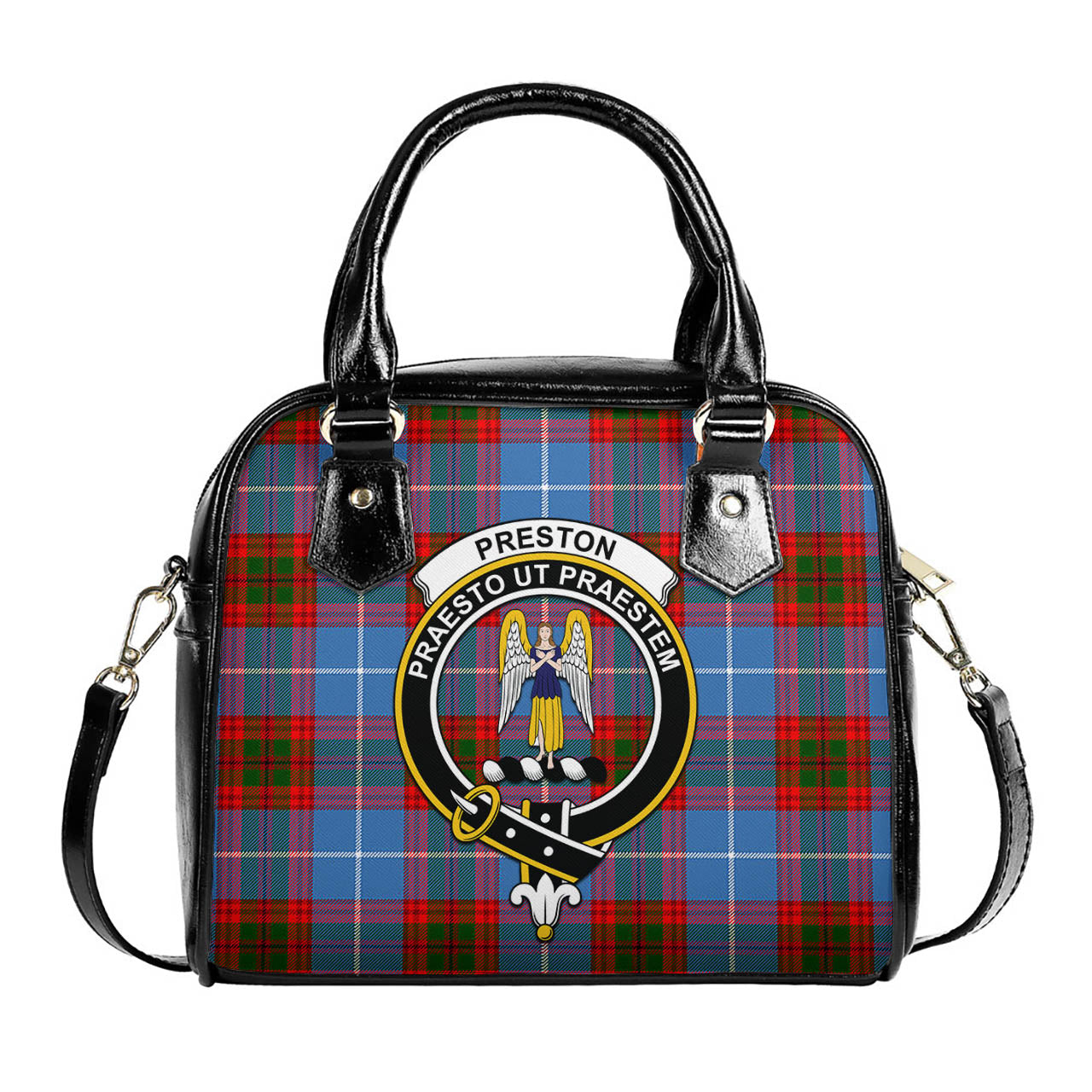 Preston Tartan Shoulder Handbags with Family Crest One Size 9*21*24 cm (3.54*8.27*9.45 inches) - Tartan Vibes Clothing