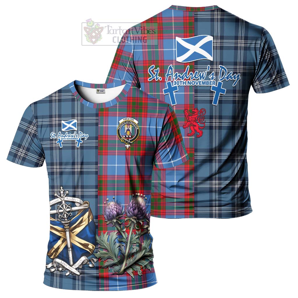 Preston Tartan T-Shirt Happy St. Andrew's Day Half Tartan Style Kid's Shirt - Tartan Vibes Clothing