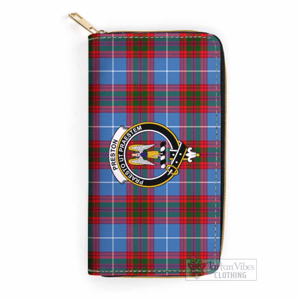 Preston Tartan Women's Leather Wallet with Family Crest One Size 19.7*10.5*3.5 cm - Tartan Vibes Clothing