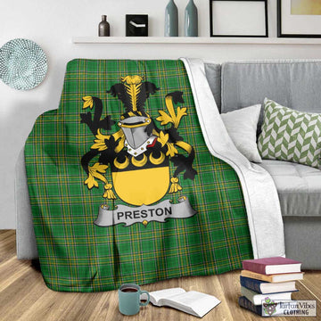Tartan Vibes Clothing Preston Irish Clan Tartan Blanket with Coat of Arms