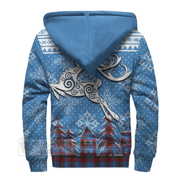 Preston Clan Christmas Sherpa Hoodie Celtic Reindeer Style - Tartan Vibes Clothing