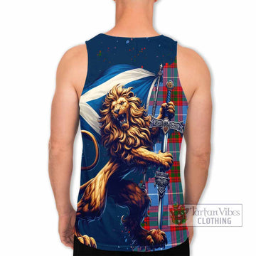 Preston Tartan Family Crest Men's Tank Top with Scottish Majestic Lion - Tartan Vibes Clothing