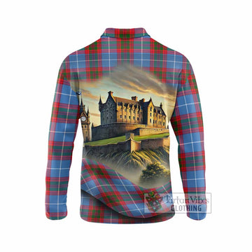 Preston Tartan Family Crest Long Sleeve Polo Shirt with Scottish Ancient Castle Style - Tartan Vibes Clothing