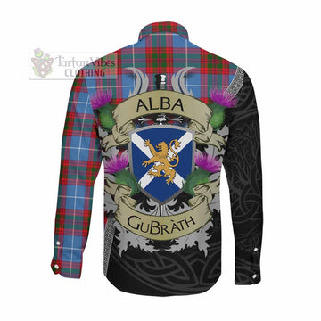 Preston Tartan Family Crest Long Sleeve Button Shirt Lion Rampant Royal Thistle Shield Celtic Inspired Men's Shirt - Tartan Vibes Clothing