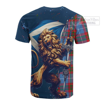 Preston Tartan Family Crest Cotton T-shirt with Scottish Majestic Lion - Tartan Vibes Clothing
