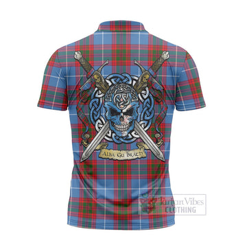 Preston Tartan Zipper Polo Shirt with Family Crest Celtic Skull Style - Tartan Vibes Clothing