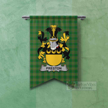Preston Irish Clan Tartan Gonfalon, Tartan Banner with Coat of Arms
