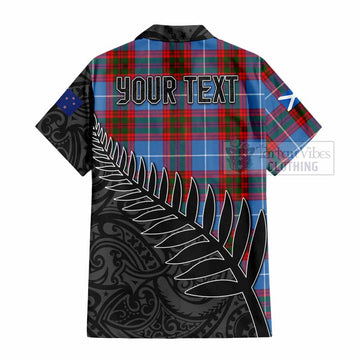 Tartan Vibes Clothing Preston Crest Tartan Short Sleeve Button Shirt with New Zealand Silver Fern Half Style