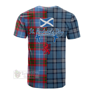 Preston Tartan Cotton T-shirt Happy St. Andrew's Day Half Tartan Style - Tartan Vibes Clothing