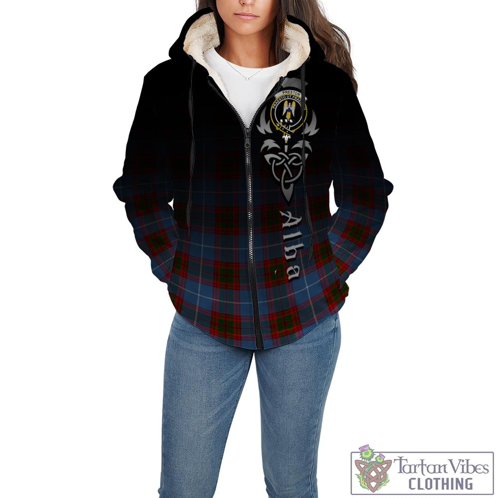 Preston Tartan Sherpa Hoodie Featuring Alba Gu Brath Family Crest Celtic Inspired - Tartan Vibes Clothing